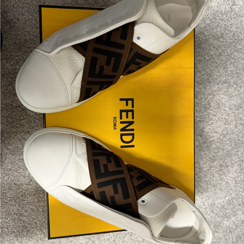 Fendi women’s  White and Brown Logo Sneakers